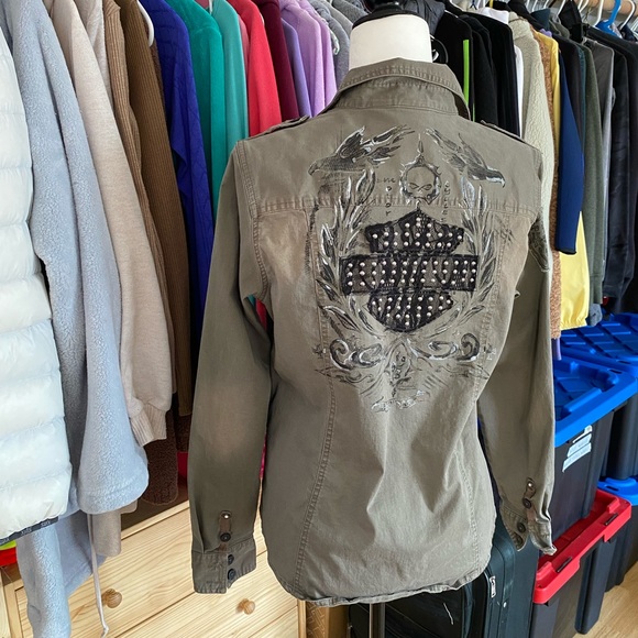 Harley-Davidson Jackets & Blazers - Harley Davidson embroidered military style jacket
